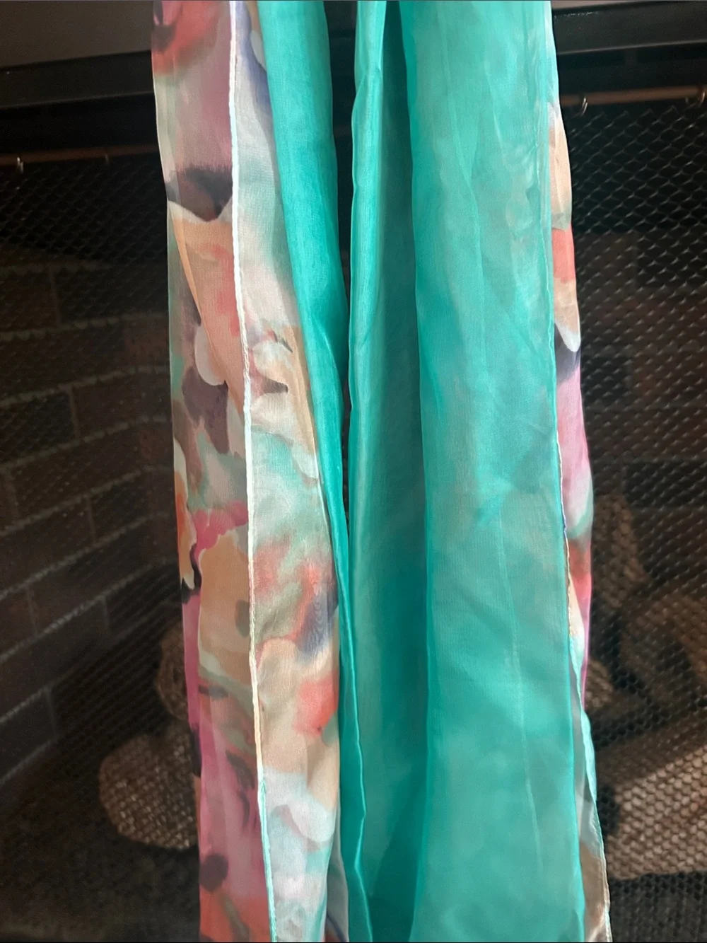 Mixit Teal and Floral Sheer Scarf Wrap